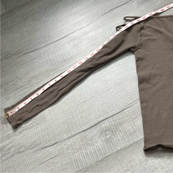 FREE PEOPLE Intimately Cold Shoulder Long Sleeve Top Stretch Nutmeg Tan - Picture 12 of 14